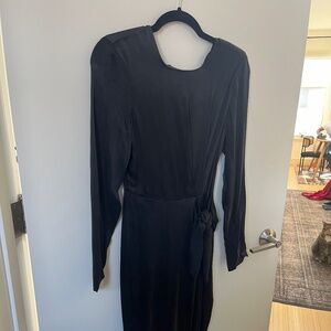 Black midi tie dress